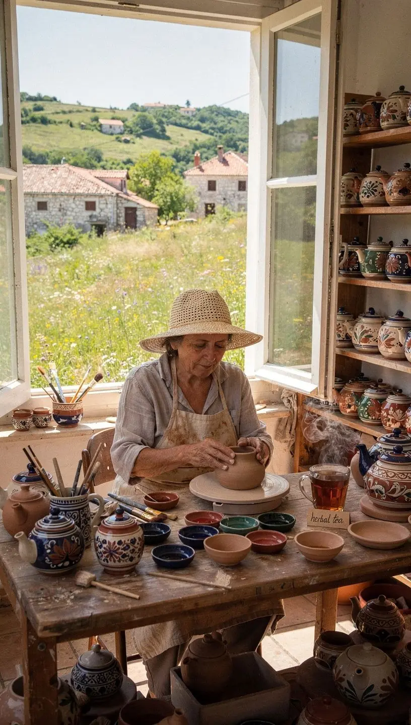 Šalica čaja na stolu s kolačićima od lavande i meda.